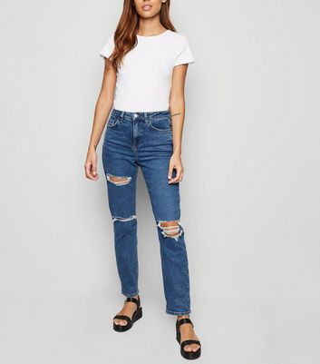 Blue Ripped Tori Mom Jeans | New Look