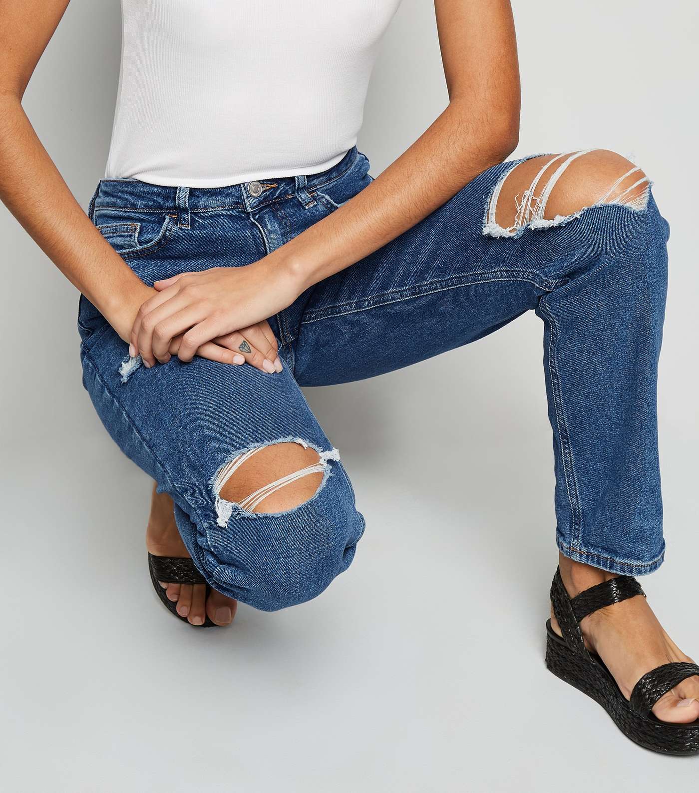 Blue Ripped Tori Mom Jeans Image 5