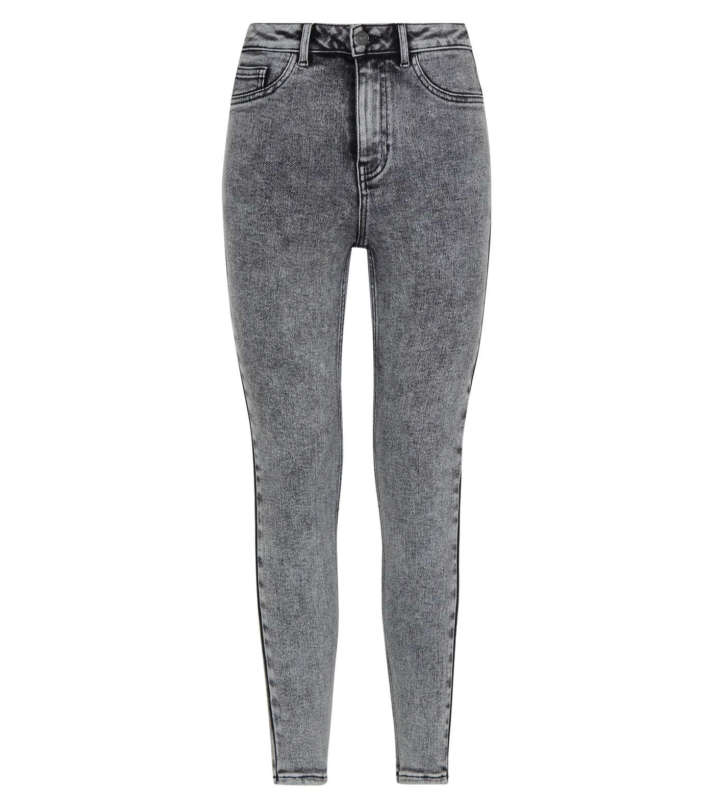Grey Acid Wash High Waist Super Skinny Hallie Jeans Image 4