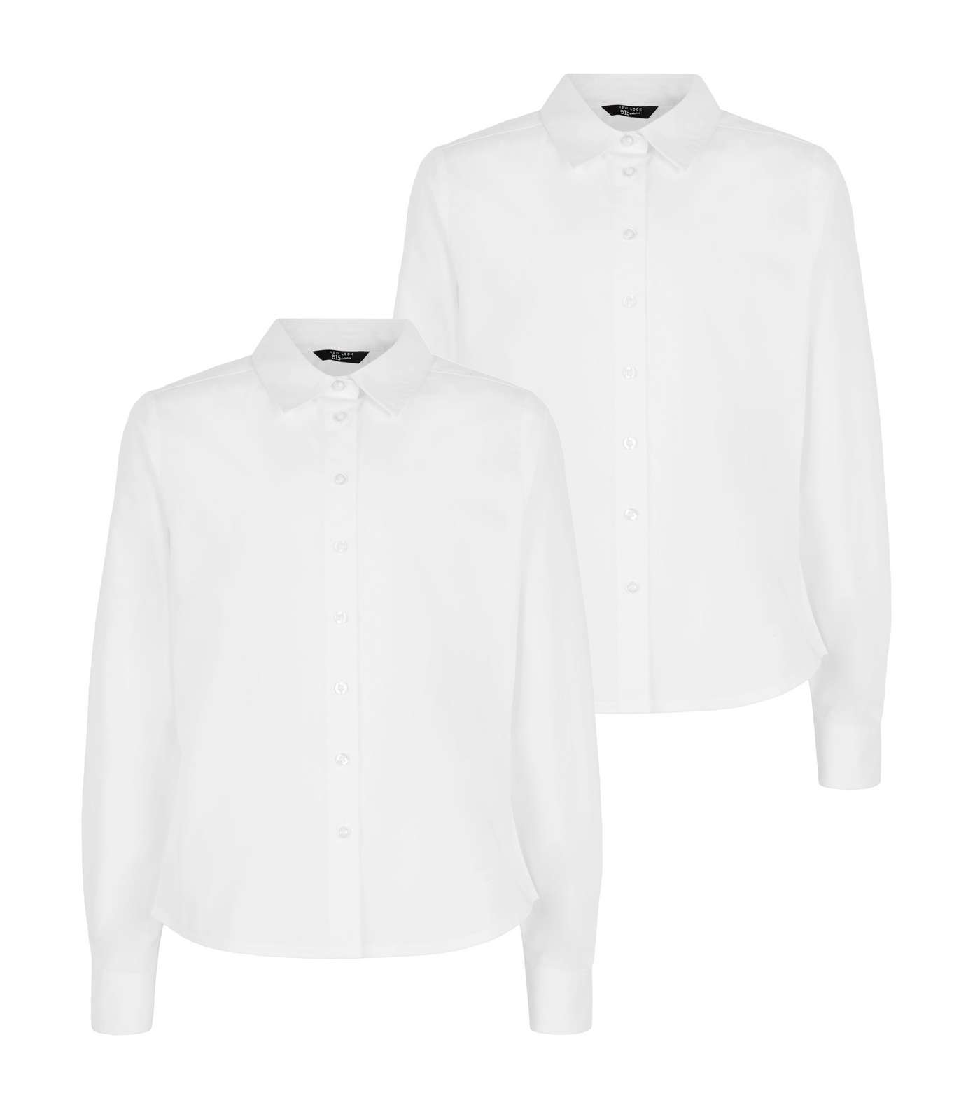 Girls 2 Pack White Long Sleeve Shirts Image 4