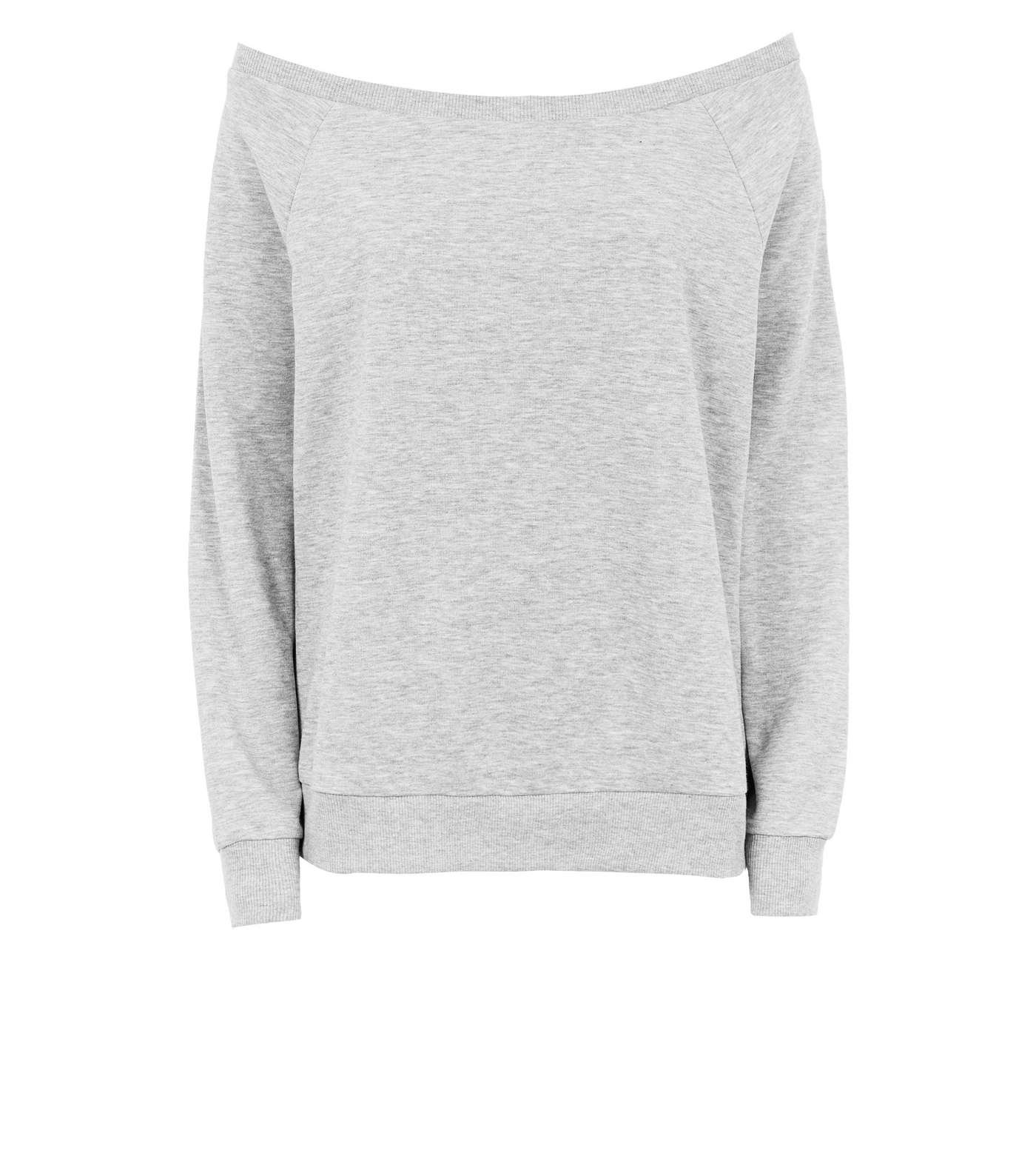 Grey Marl Oversized Bardot Sweatshirt Image 4