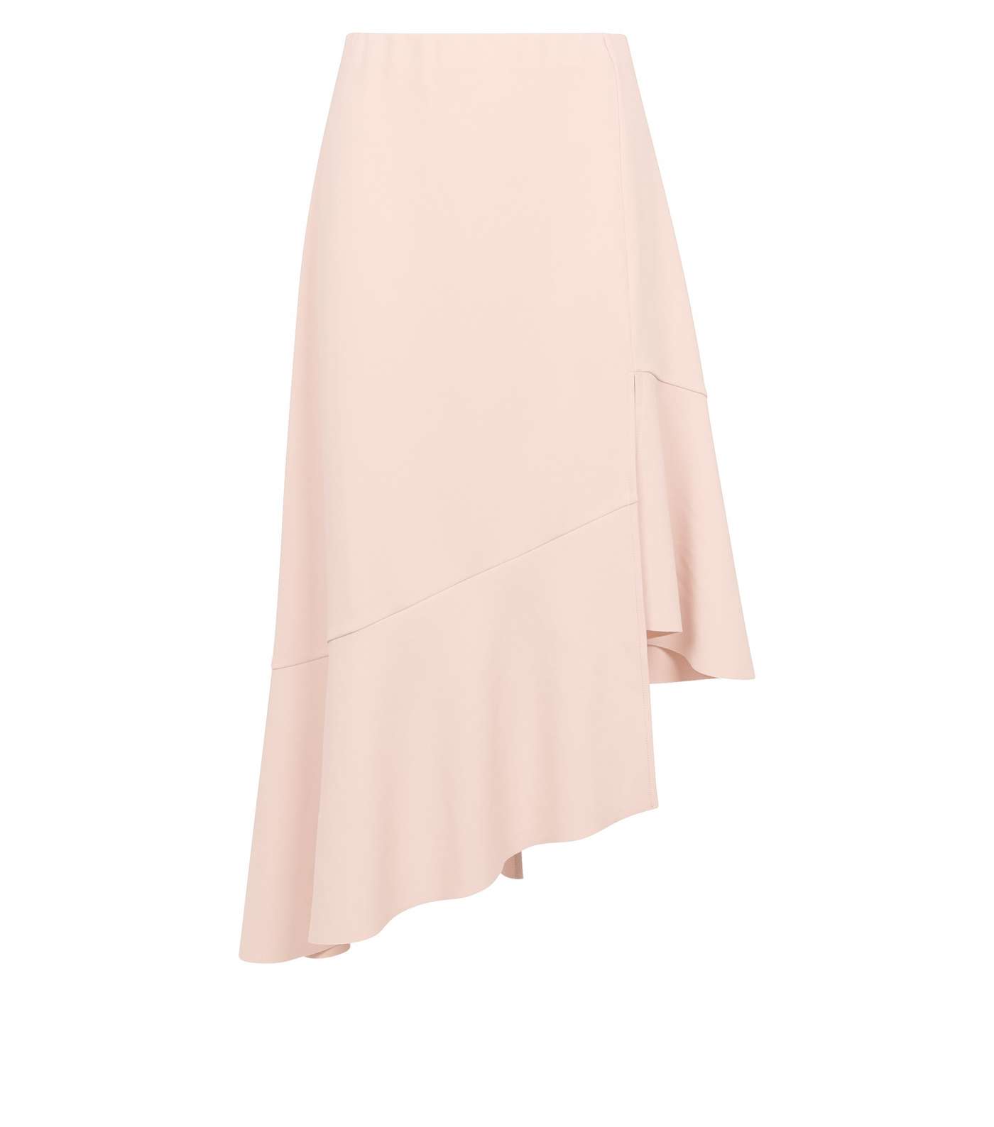 Pale Pink Frill Hem Asymmetric Midi Skirt Image 4