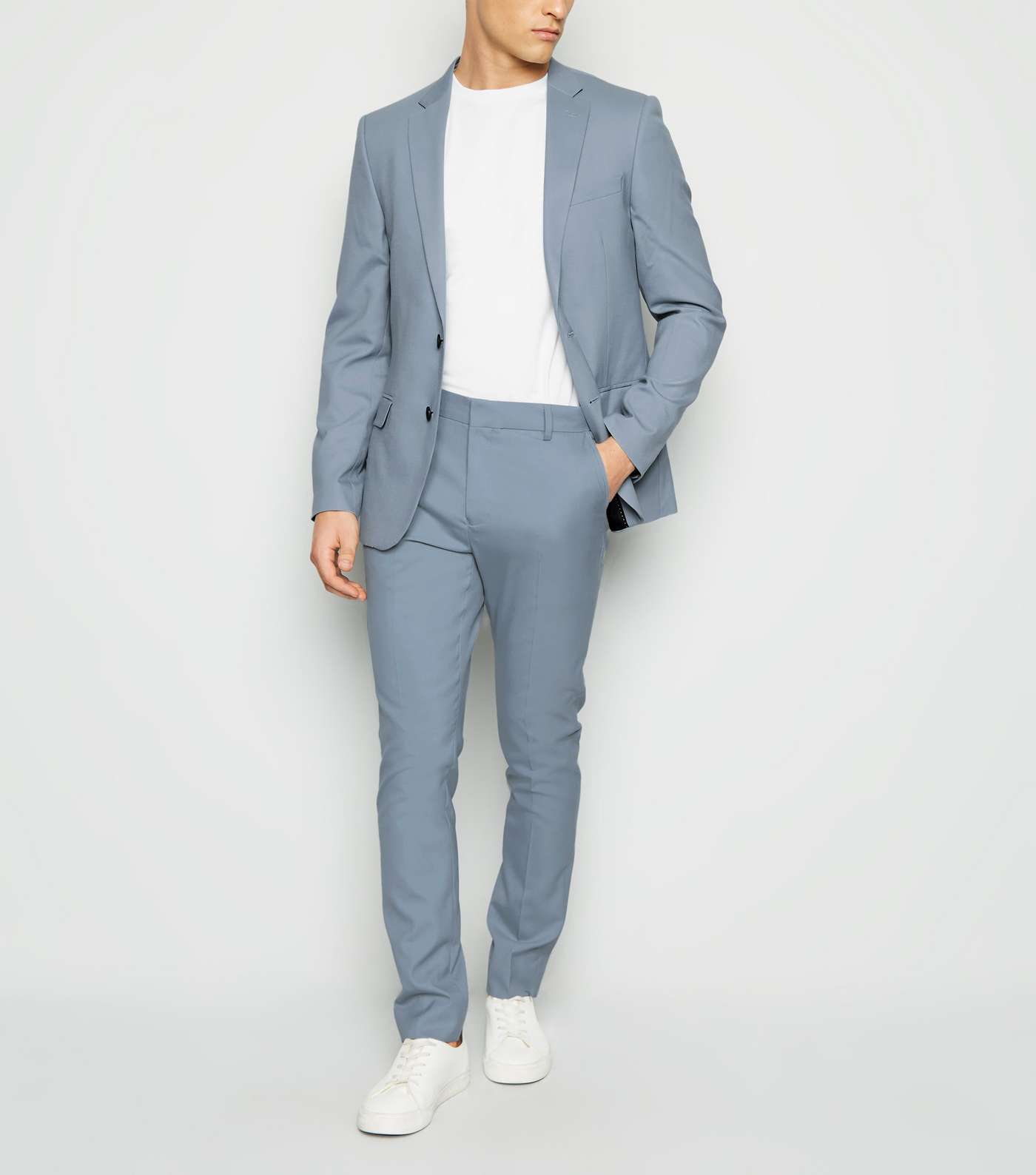 Pale Blue Skinny Suit Trousers Image 2
