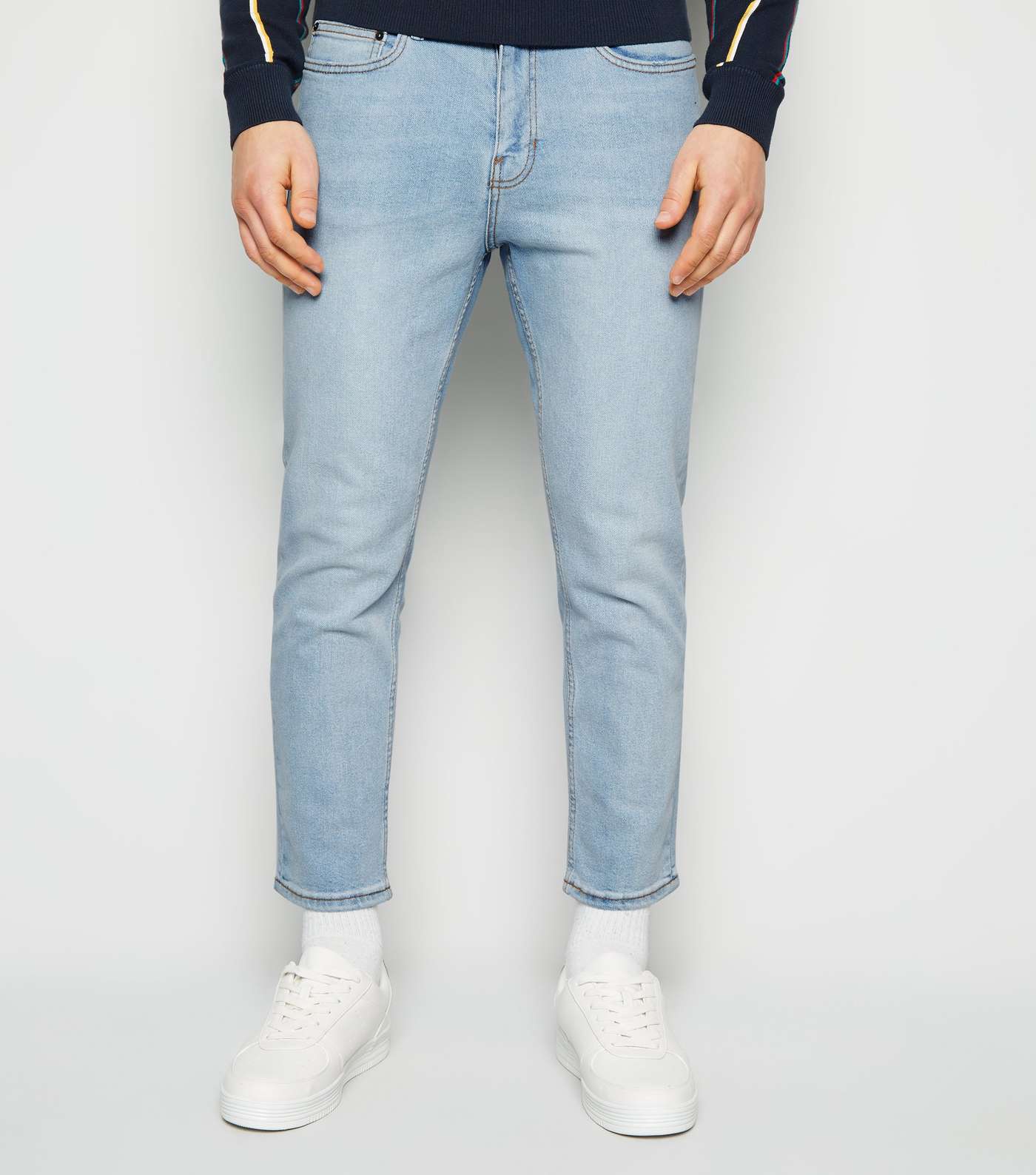 Pale Blue Slim Crop Jeans