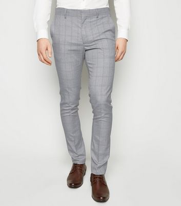 skinny grey check trousers