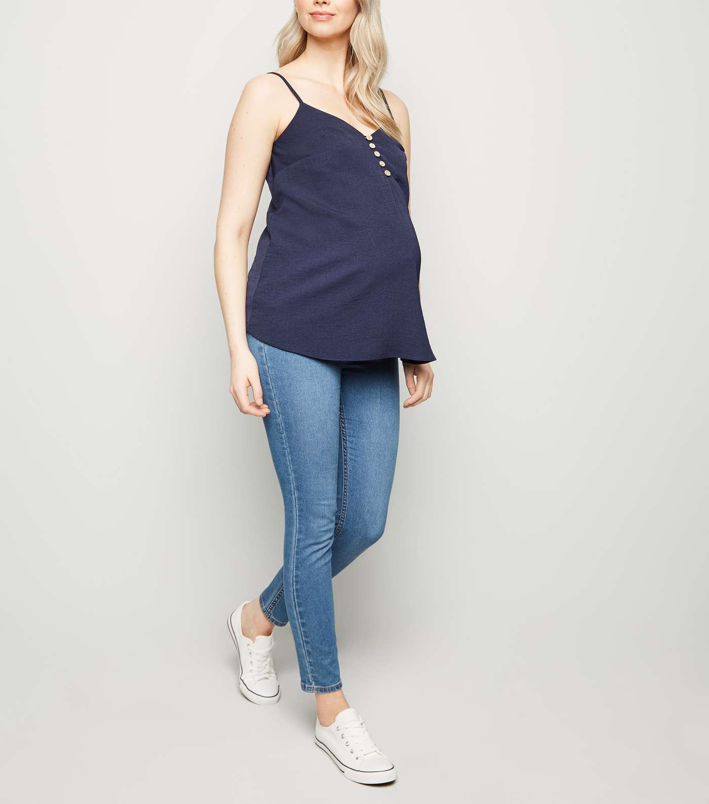Maternity Navy Button Front Cami Image 2