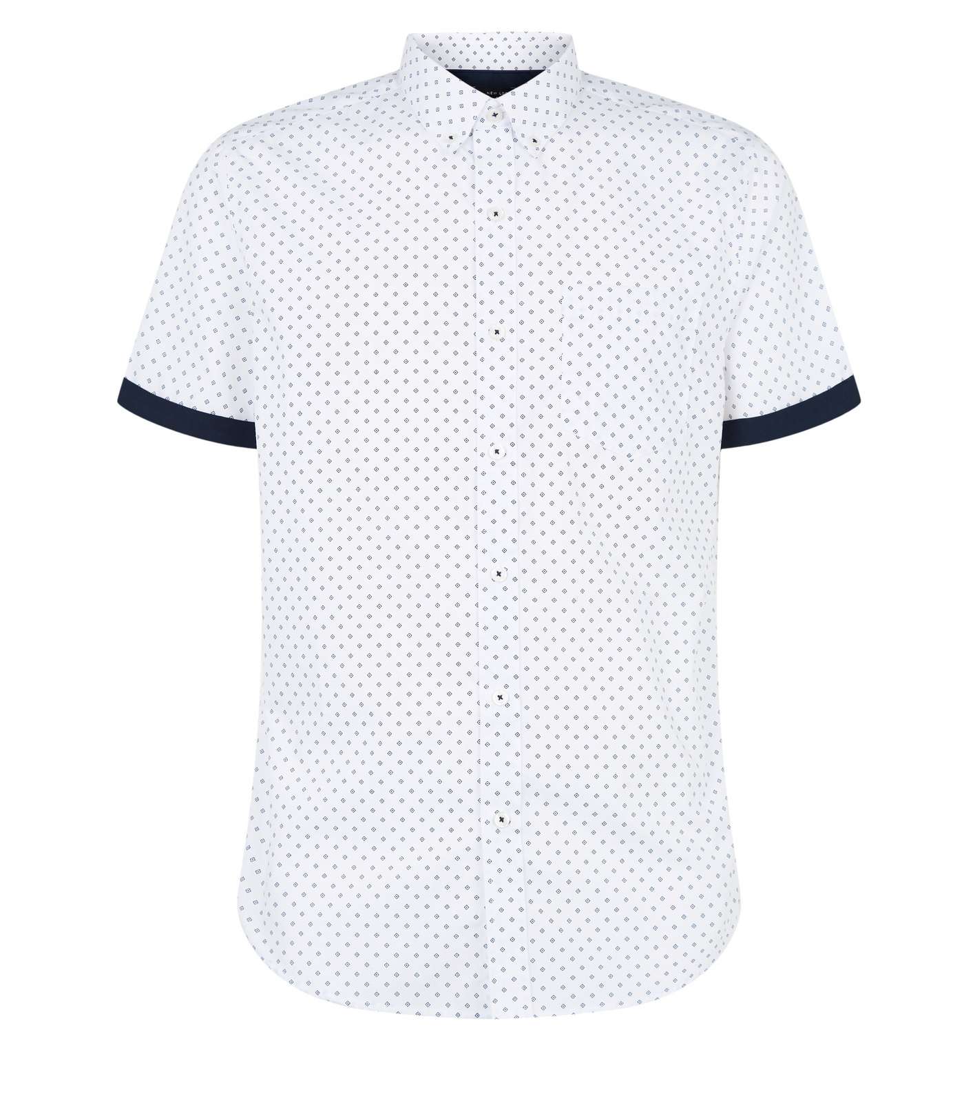 Navy Geometric Print Short Sleeve Shirt Image 4