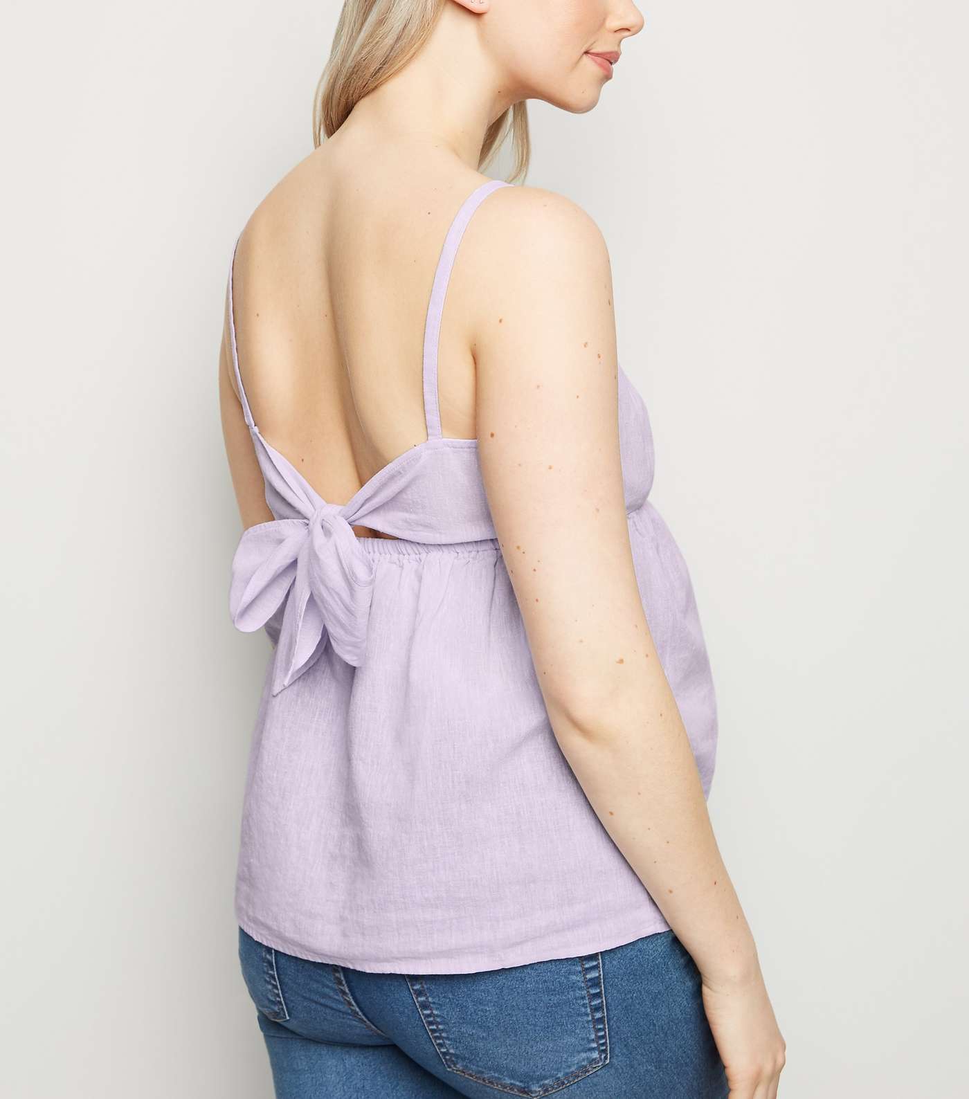 Maternity Lilac Linen Blend Tie Back Cami