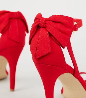 Red sandal heels new on sale look