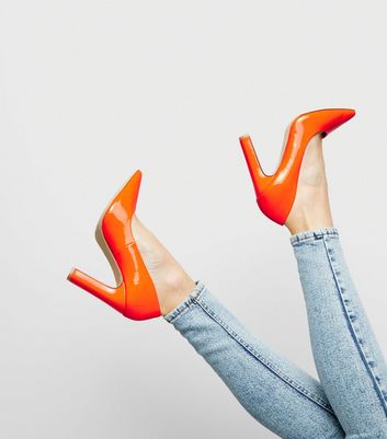 ladies wide fit orange shoes