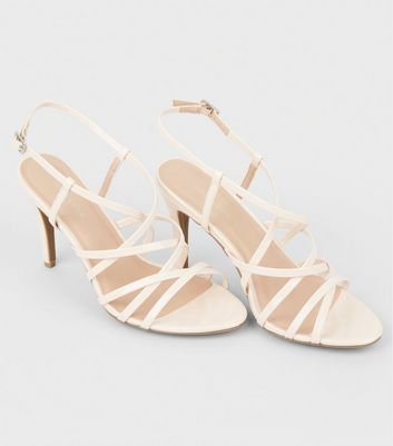 Cream Patent Round Platform Stiletto Heel Court Shoes | New Look