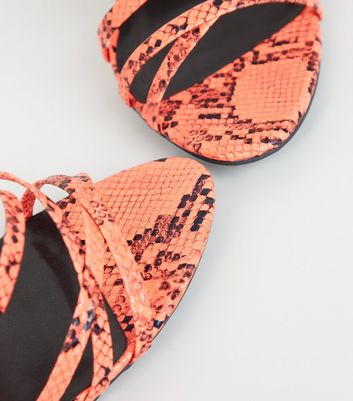 Orange Faux Snake Strappy Stilettos New Look shop for Orange Faux Snake Strappy Stilettos New Look at Shopo
