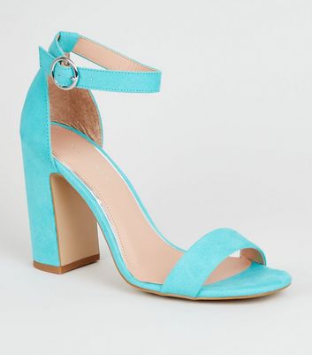 Turquoise Suedette 2 Part Block Heels 