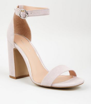 Lilac Suedette 2 Part Block Heels | New 