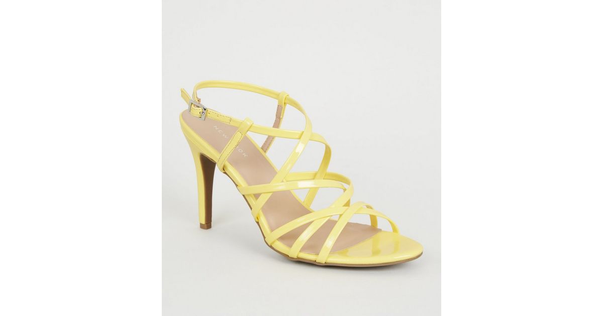 Yellow Patent Strappy Stiletto Heels | New Look