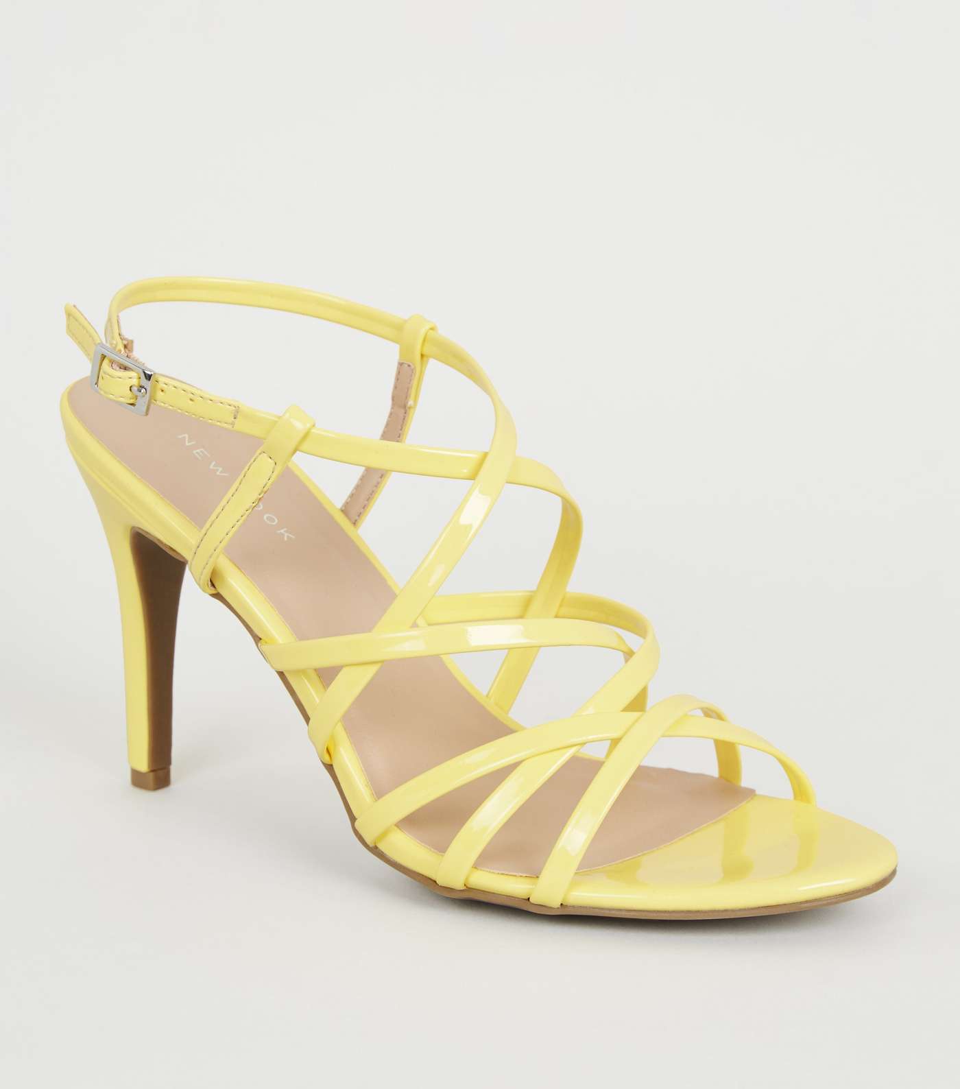 Yellow Patent Strappy Stiletto Heels