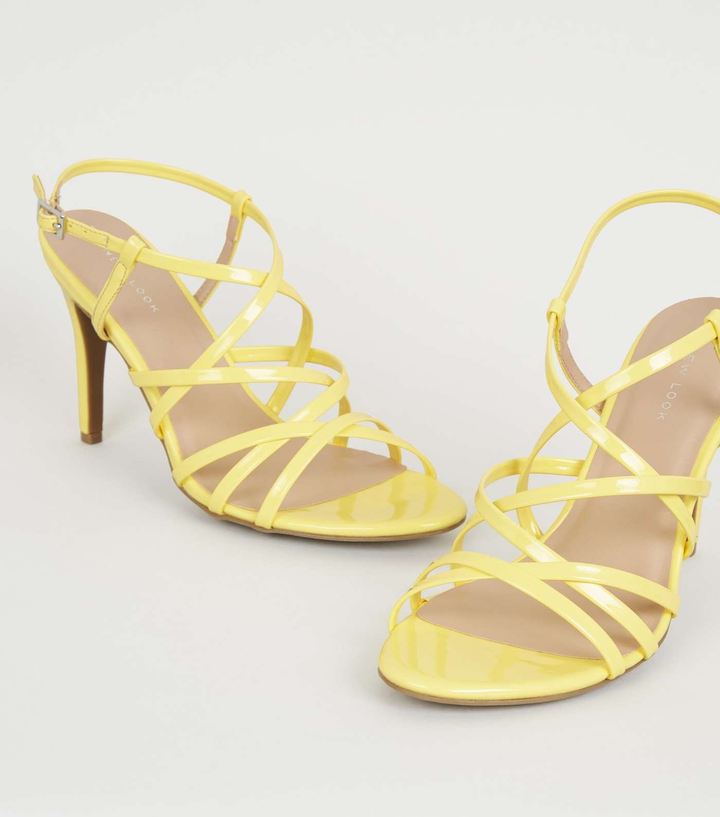 Yellow Patent Strappy Stiletto Heels Image 3