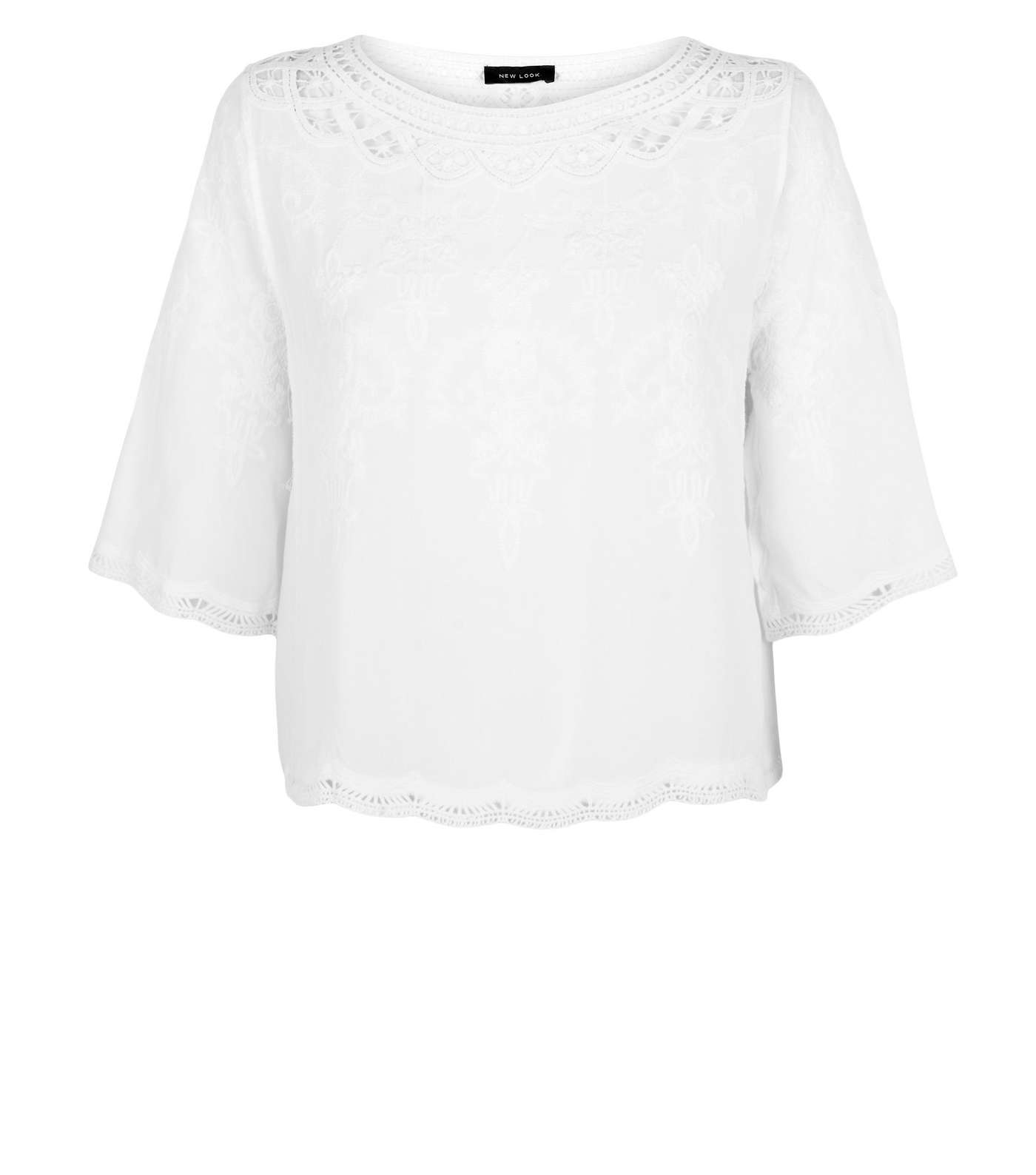 White Crochet Trim T-Shirt Image 4