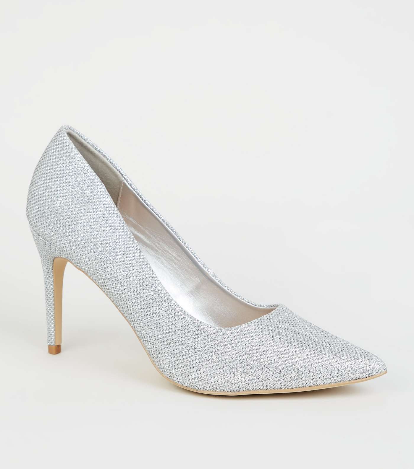 Silver Glitter Pointed Court Shoes