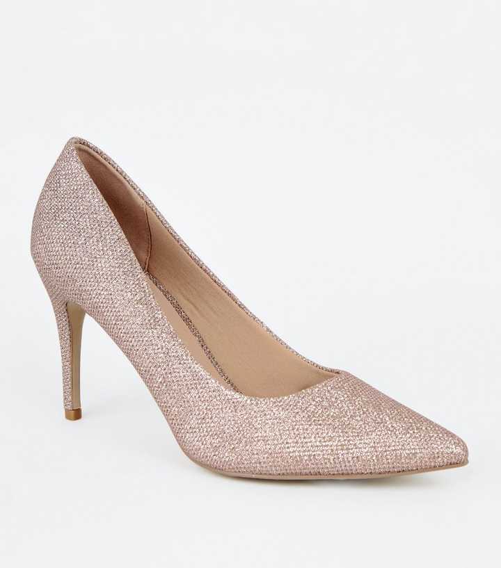 Rose Gold Glitter Court Shoes