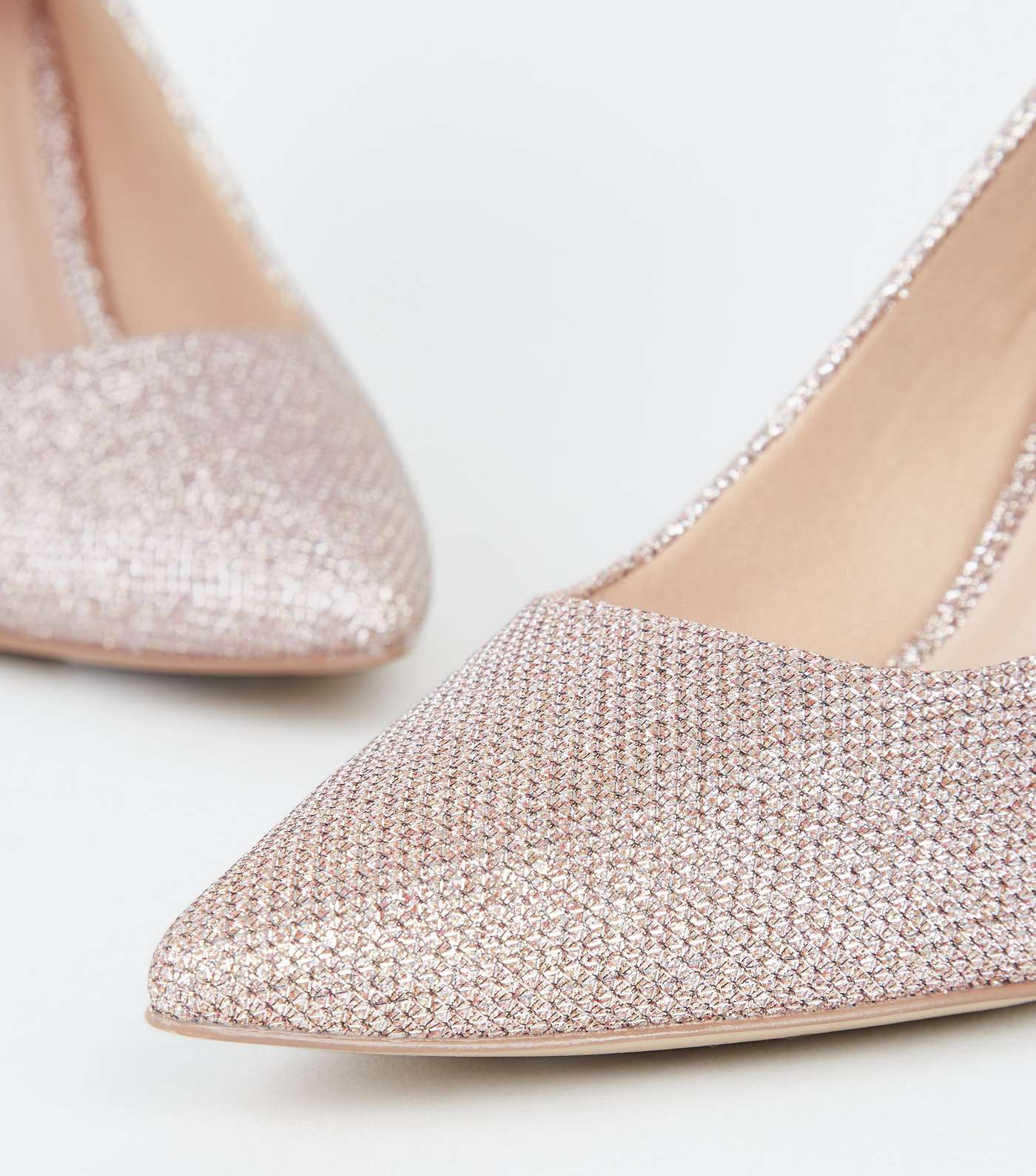 Rose Gold Glitter Court Shoes Image 3