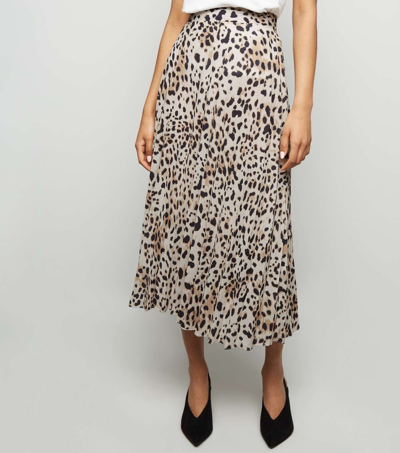 Petite Brown Leopard Print Pleated Midi Skirt  Image 2