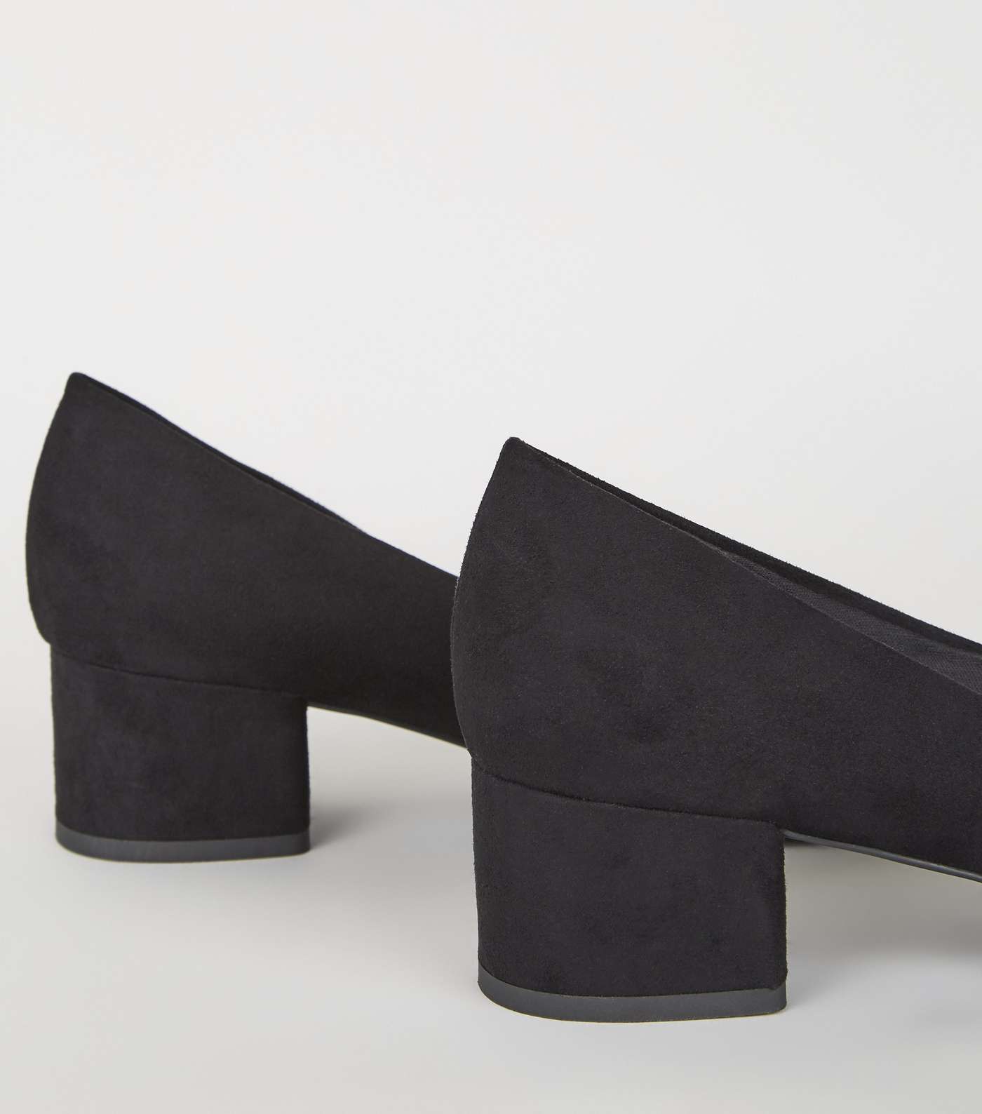 Black Suedette Low Block Heel Court Shoes Image 3