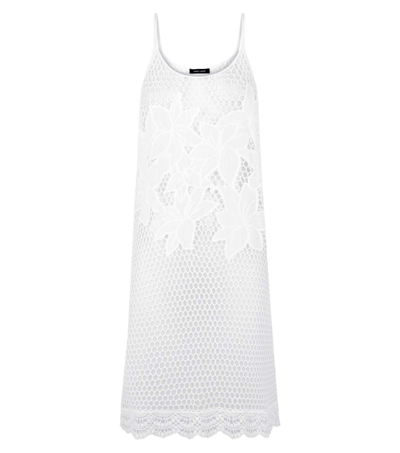 White Appliqué Mesh Beach Dress  Image 4