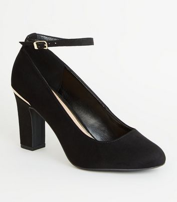block heel court shoes with ankle strap