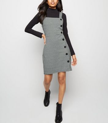side button pinafore dress
