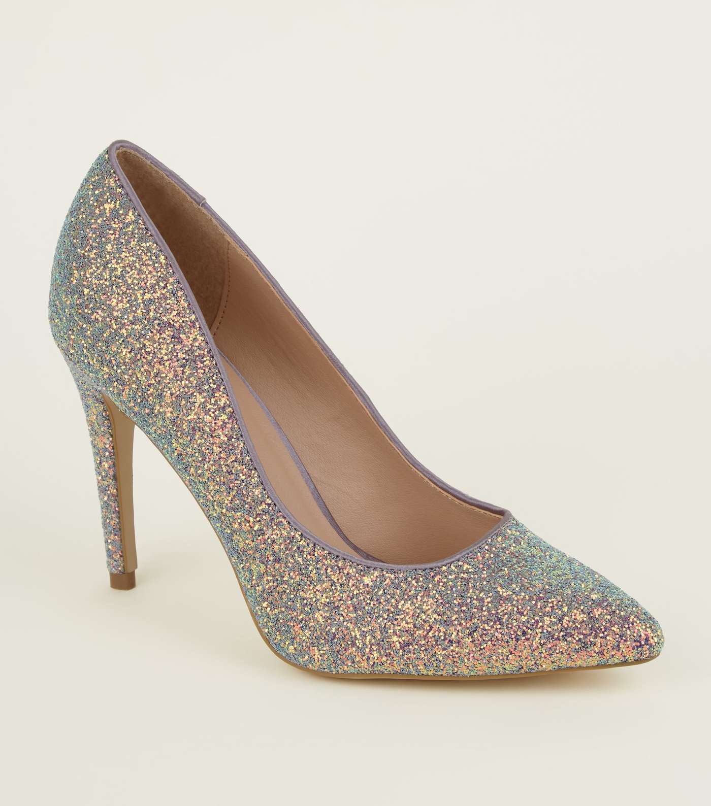 Lilac Glitter Pointed Court Shoes