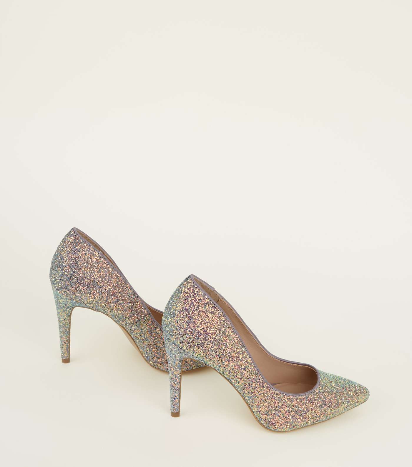 Lilac Glitter Pointed Court Shoes Image 3