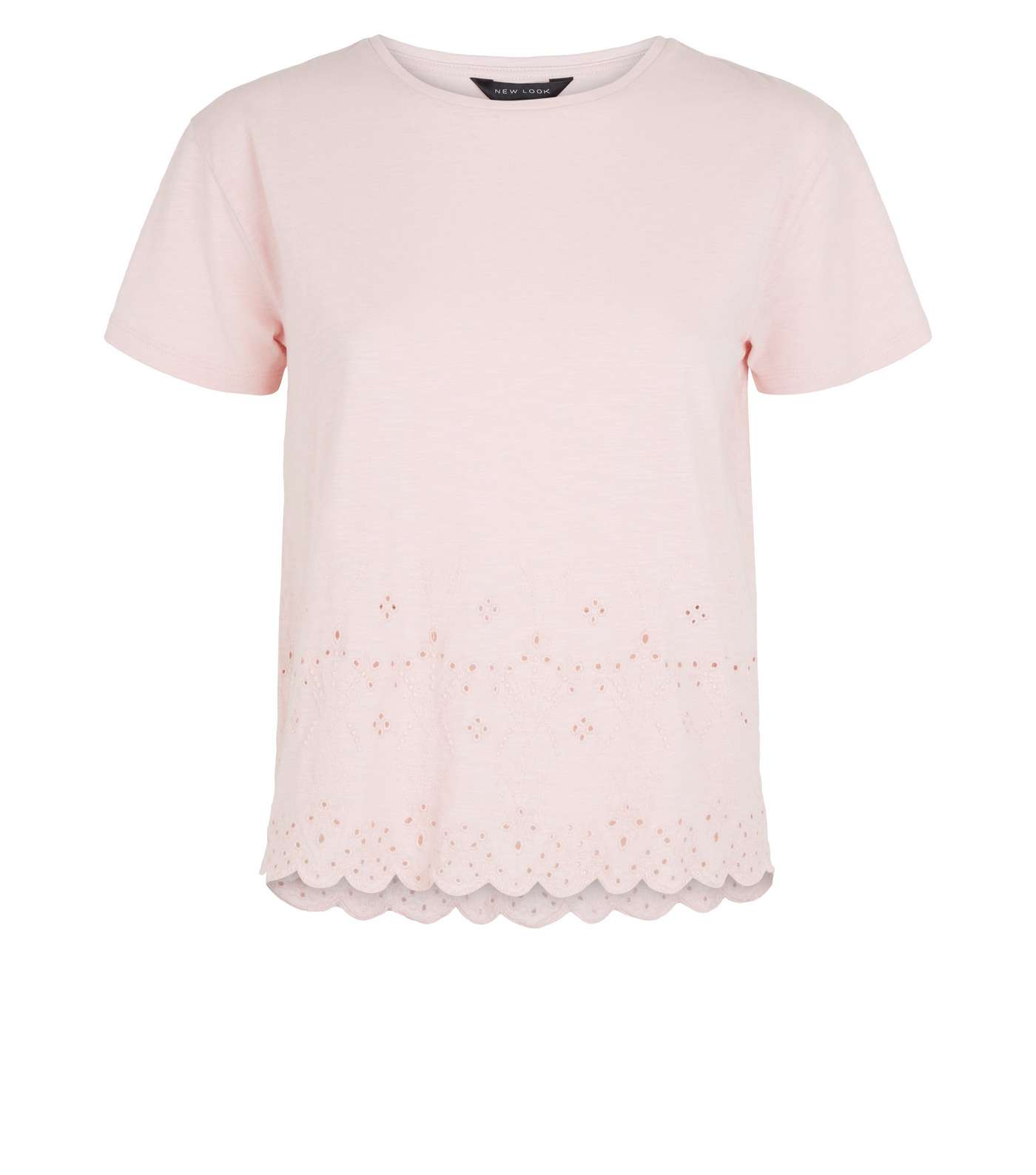 Pink Broderie Scallop Hem T-Shirt Image 4