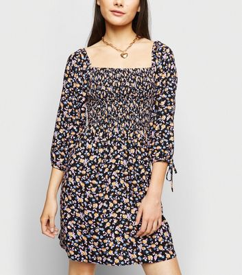 black floral milkmaid dress