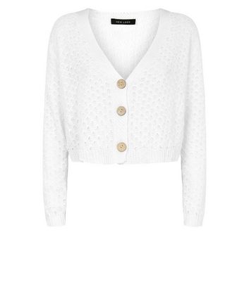 pointelle cropped cardigan