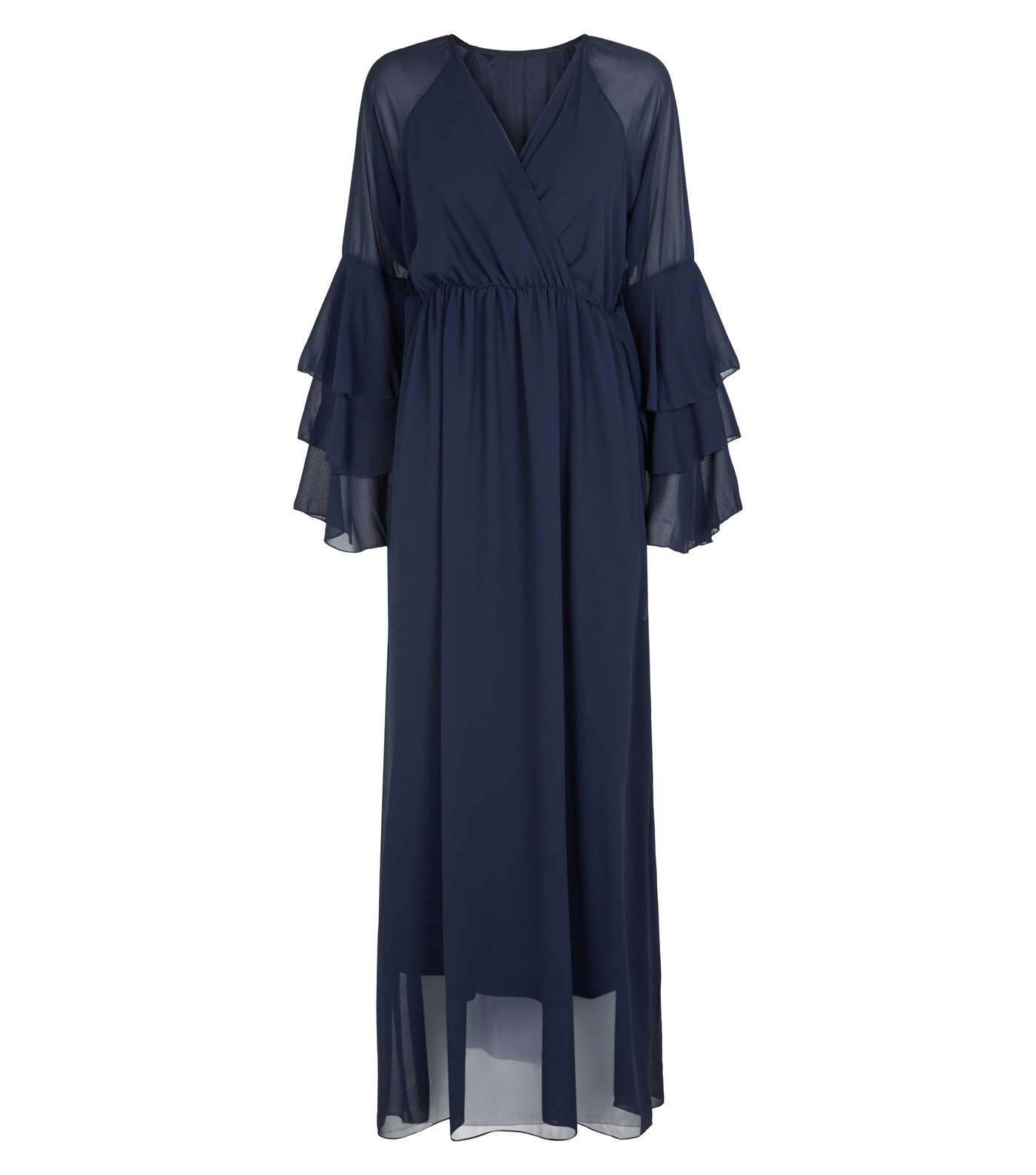 Mela Navy Chiffon Tiered Sleeve Maxi Dress  Image 4
