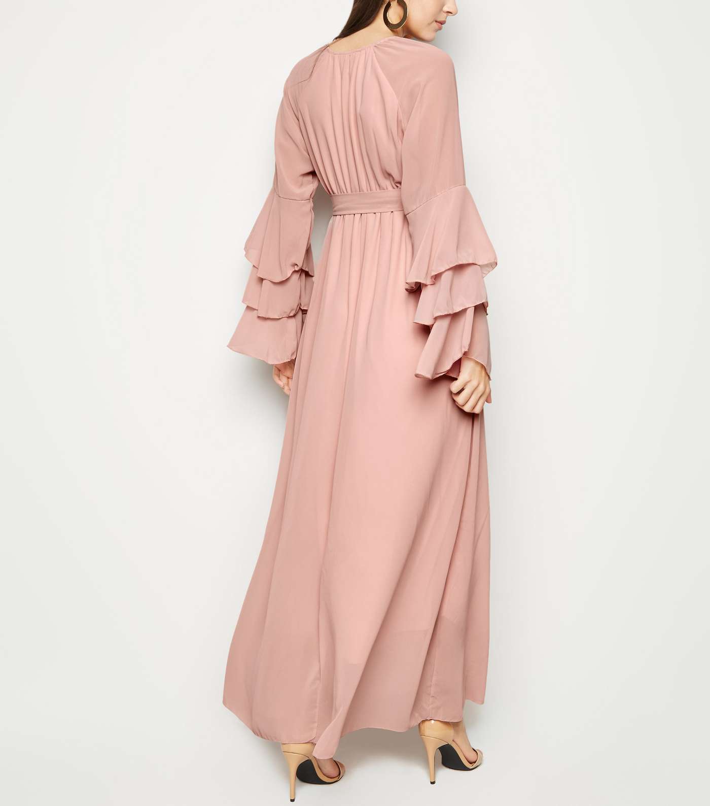 Mela Pink Chiffon Tiered Sleeve Maxi Dress  Image 3