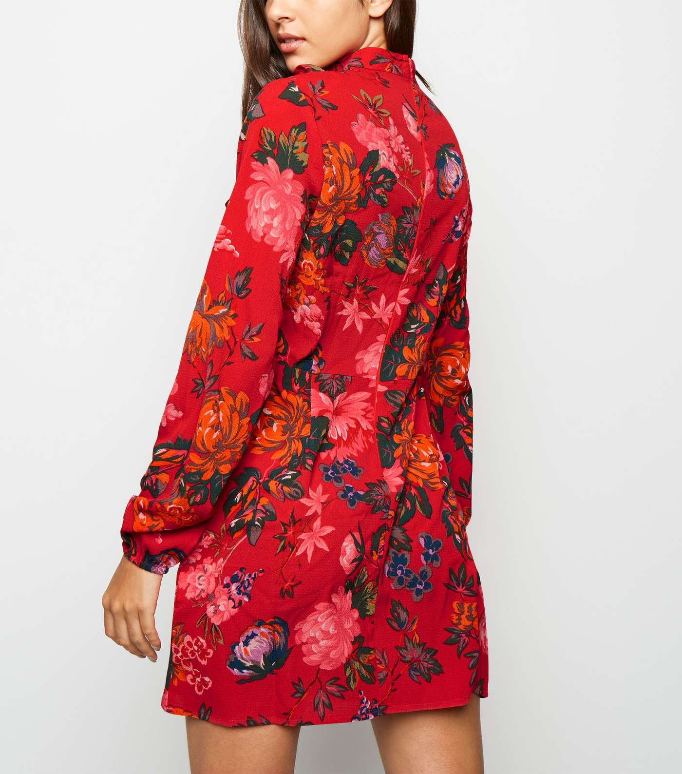AX Paris Red Floral Print Frill Front Dress Image 3