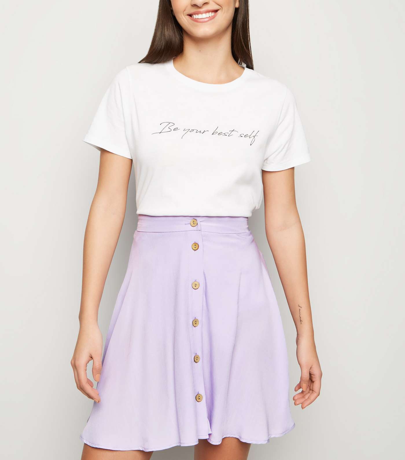 Lilac Button Up Mini Skirt 