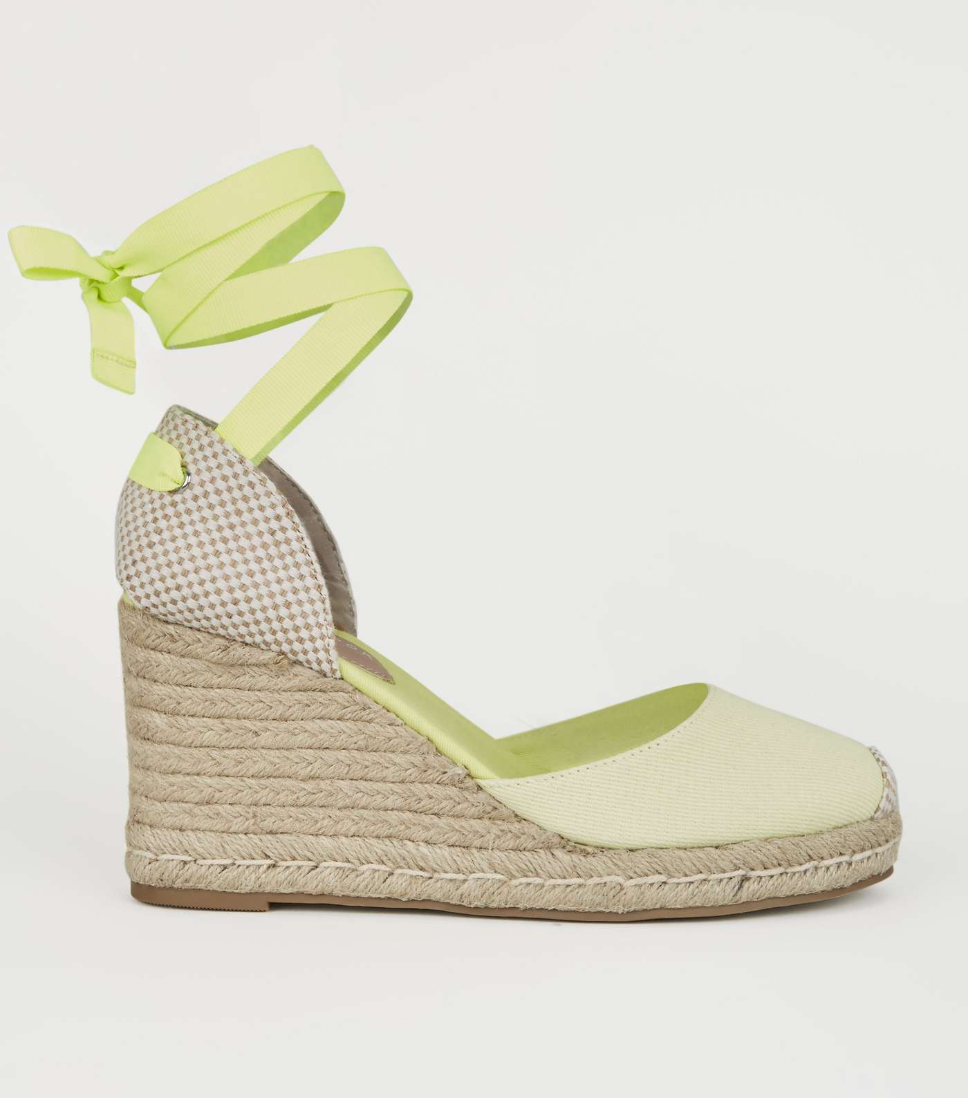 Light Green Ribbon Ankle Tie Espadrille Wedges