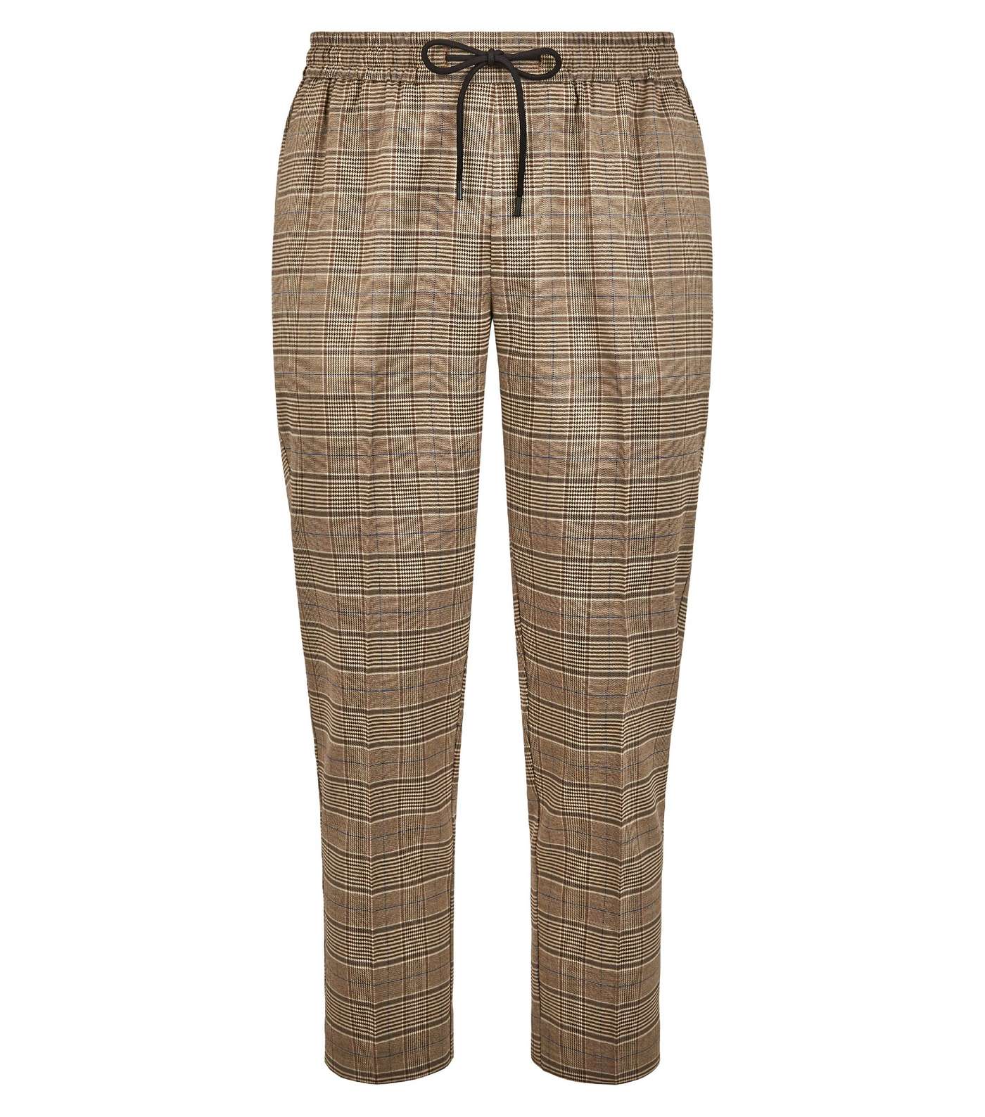 Brown Check Print Trousers Image 4