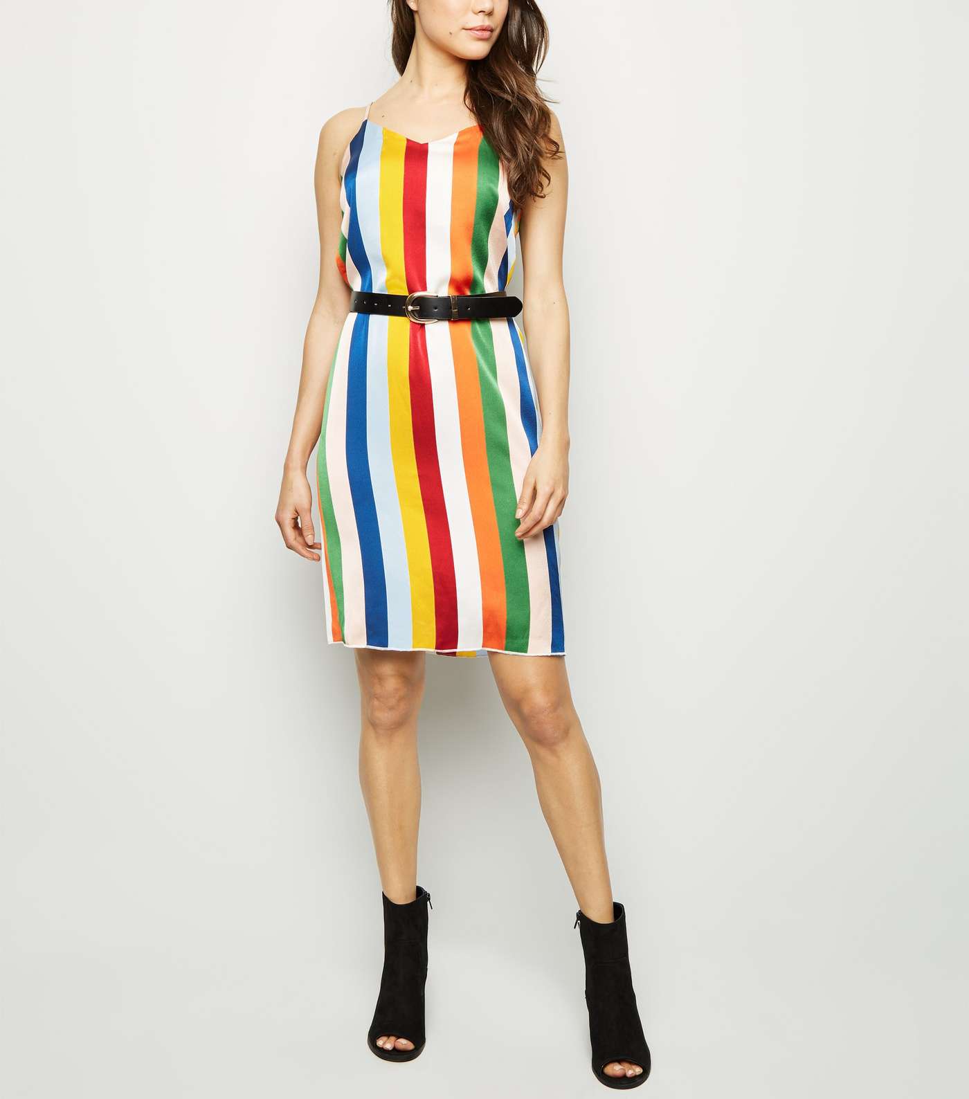 Blue Vanilla Rainbow Stripe Slip Dress Image 2