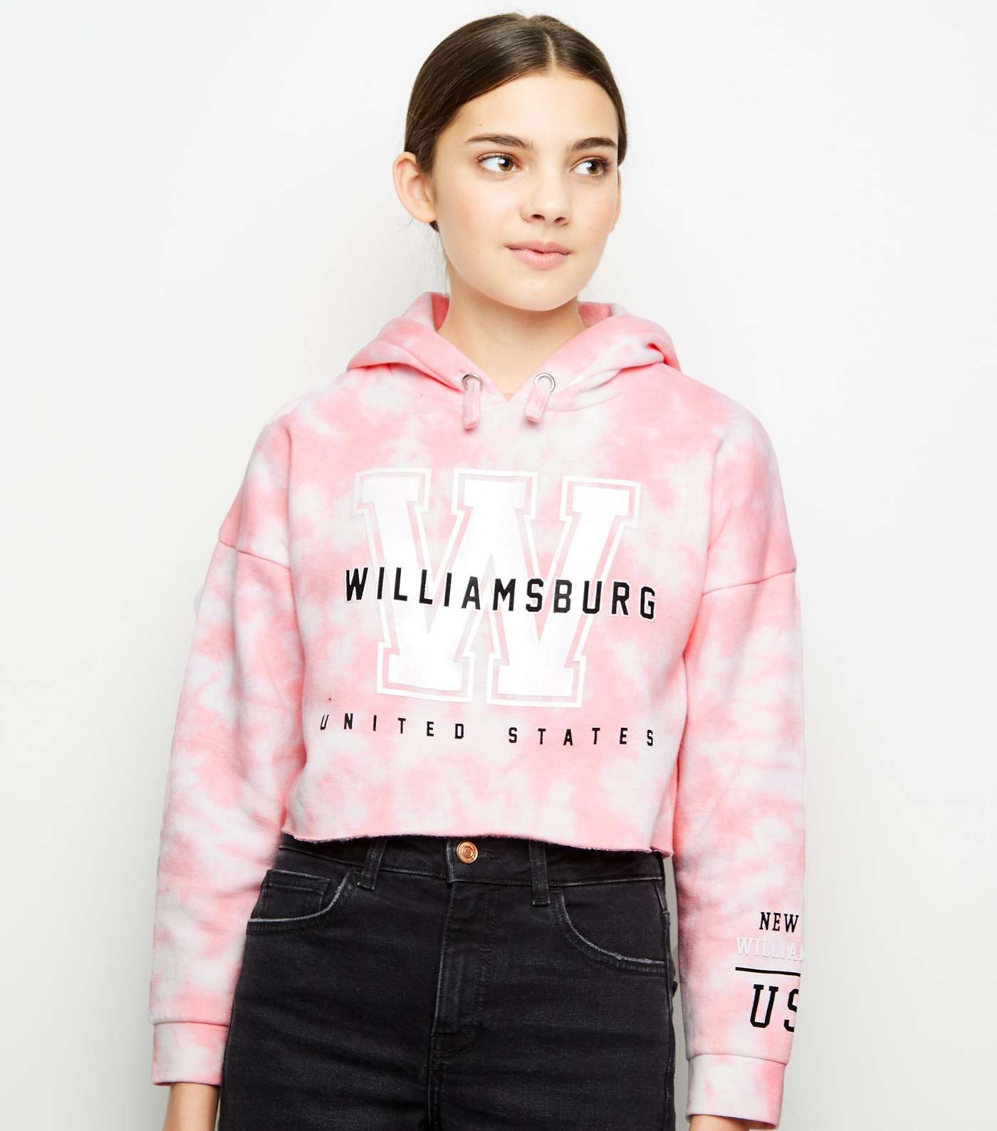Girls Pink Tie Dye Williamsburg Slogan Sweatshirt 