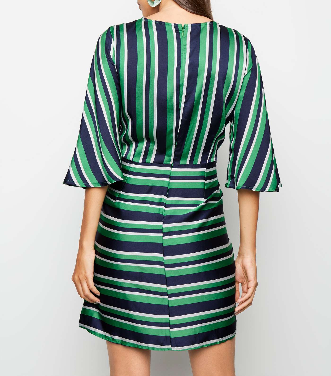 AX Paris Green Stripe Satin Dress Image 3
