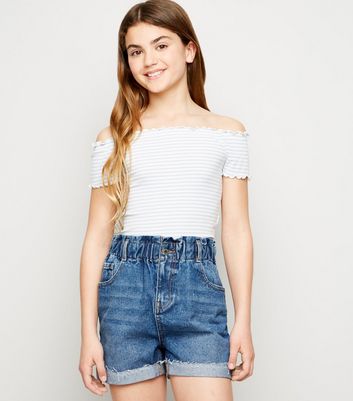 high waisted denim shorts new look