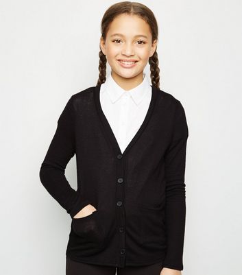 girls black school cardigan