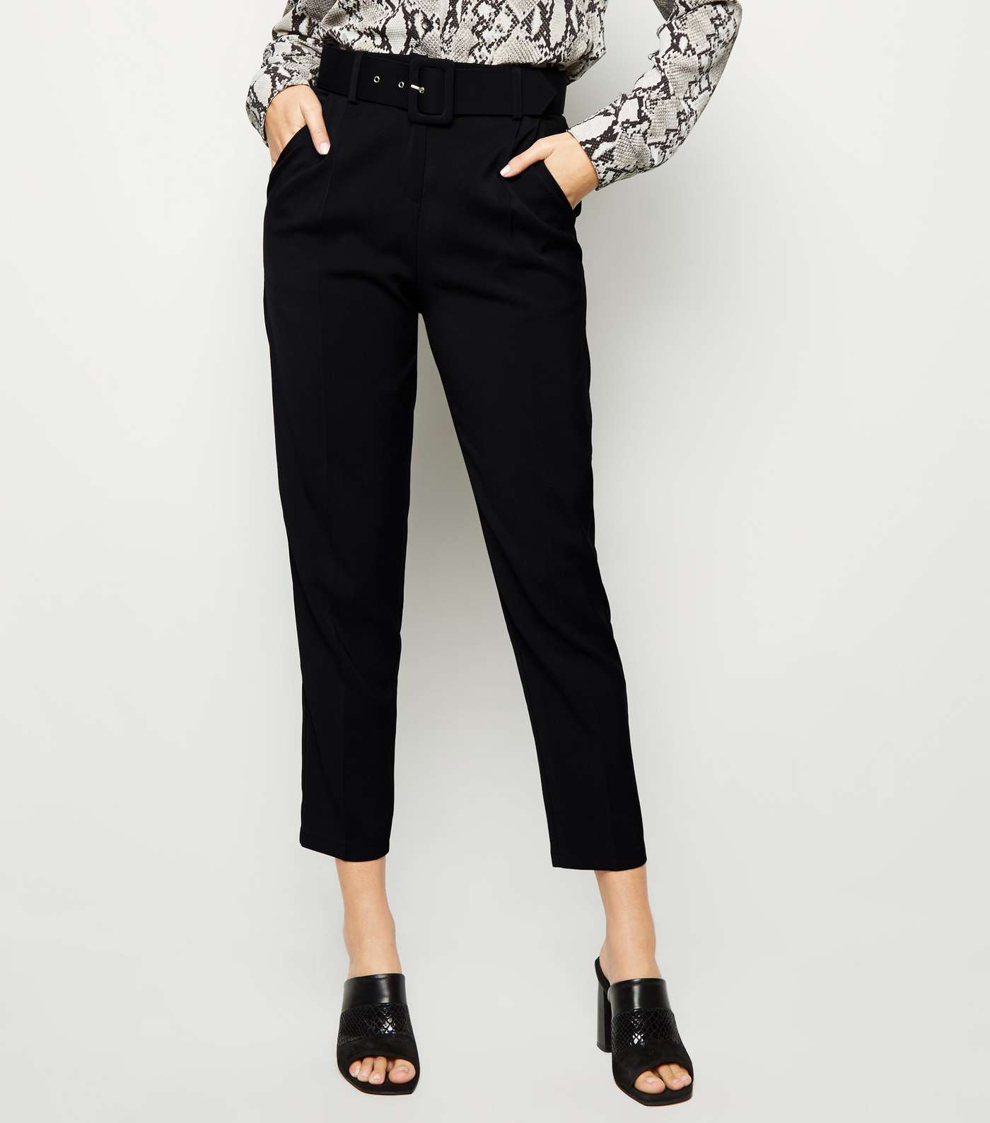 Cameo Black Belted Slim Leg Trousers Image 2