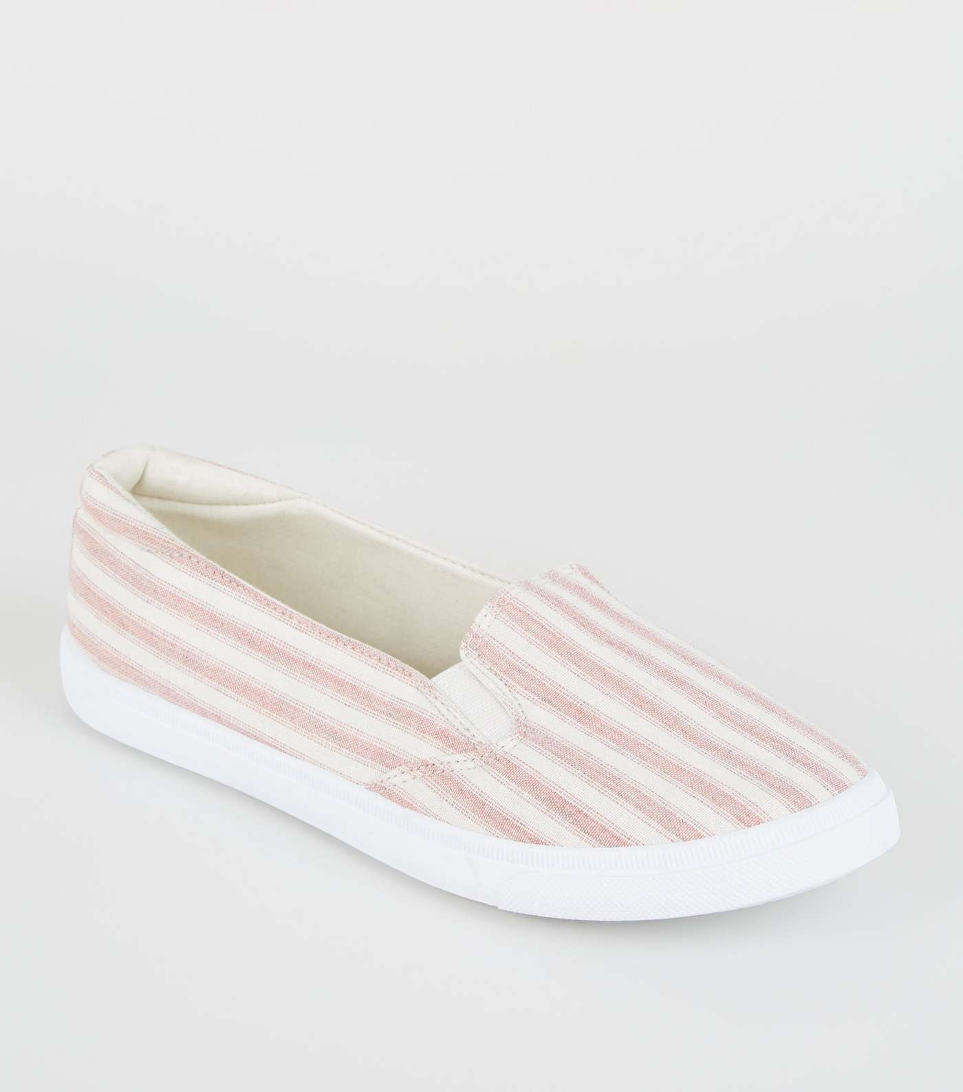 Girls Red Canvas Stripe Slip On Trainers