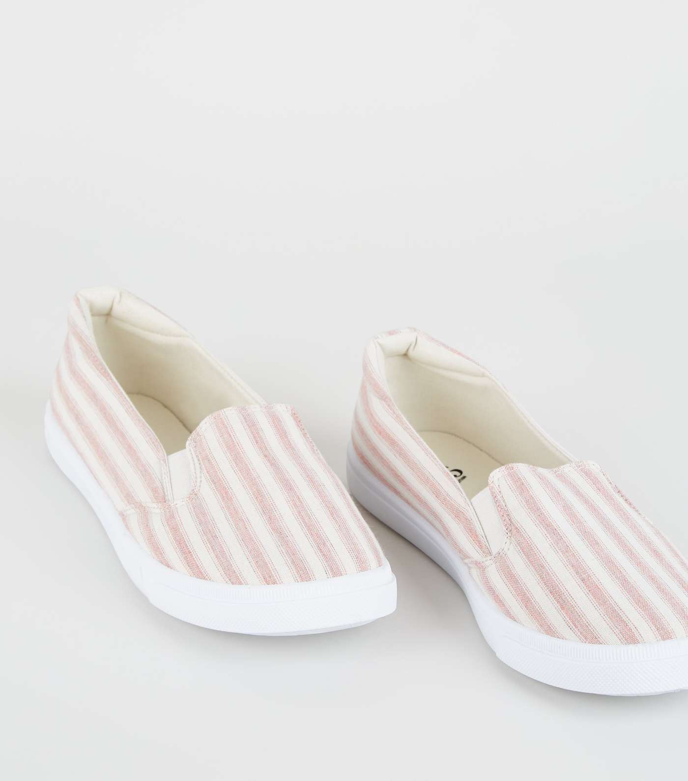 Girls Red Canvas Stripe Slip On Trainers Image 3