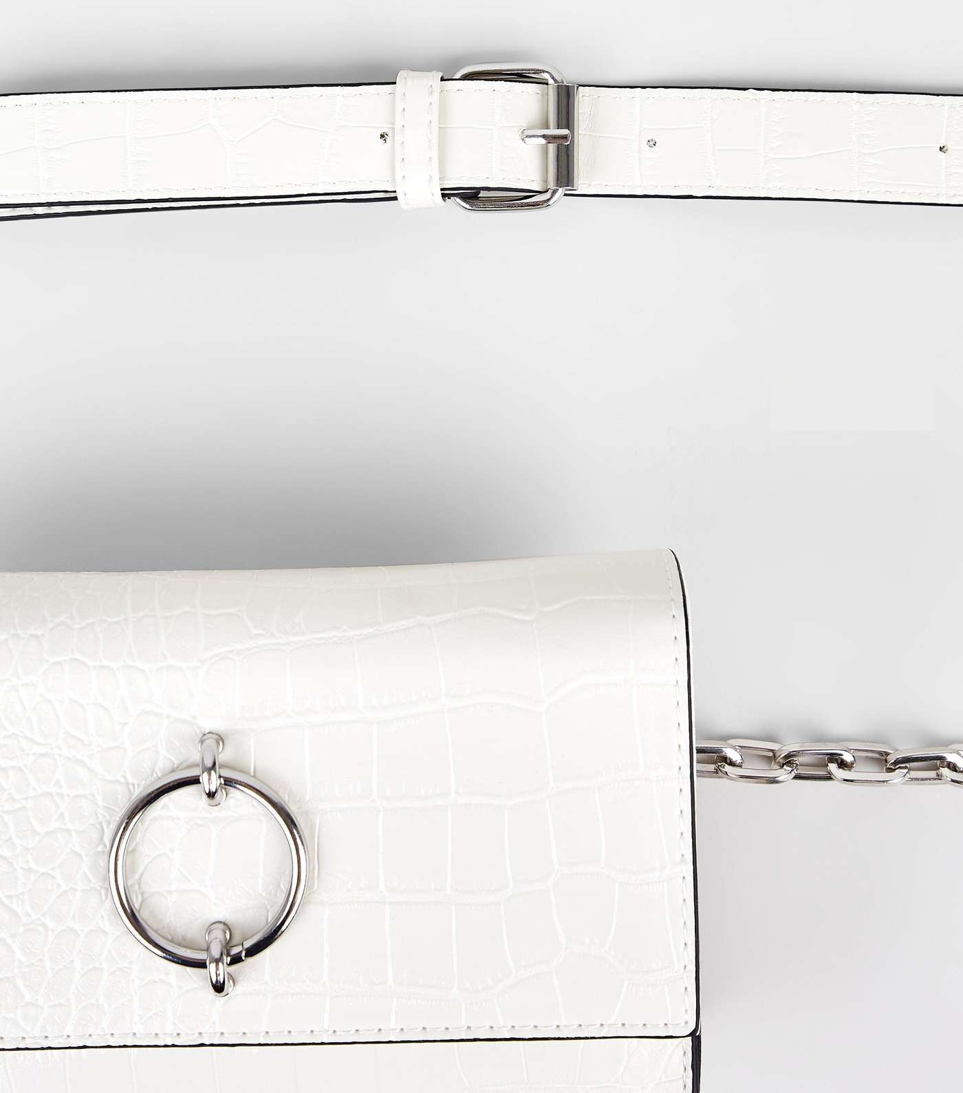 White Faux Croc Belt Bag Image 3